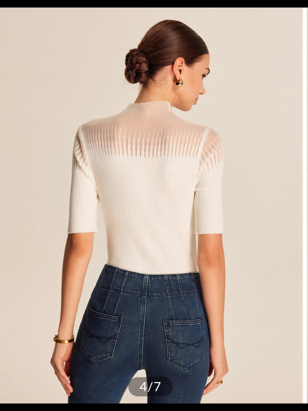 Sheer Ribbed Mock Neck Top - Picture 2 of 3
